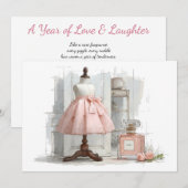 1e verjaardag Couture Blush Parfum Theme Kaart (Voorkant / Achterkant)