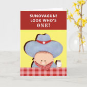 1e verjaardag cowboy kaart (Gele Bloem)