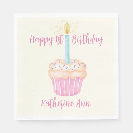 1e verjaardag Cupcake papier servet (Voorkant)