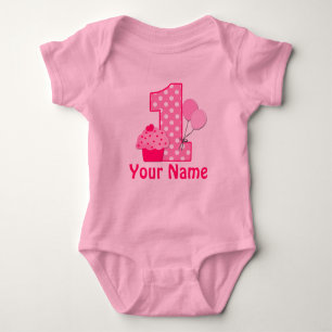 1e verjaardag Cupcake roze gepersonaliseerd Romper