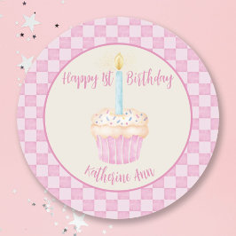 1e Verjaardag Cupcake Sticker