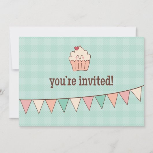 1e verjaardag Cupcakes uitnodiging (Achterkant)