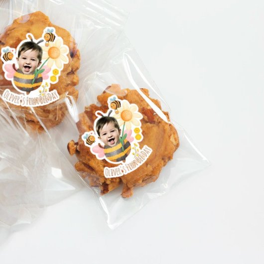 1e Verjaardag Custom Bee Sticker Party Favor Label
