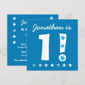 1e Verjaardag Custom Name Blue voor BOY B01 Kaart (Voorkant / Achterkant)