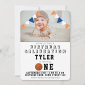 1e verjaardag Cute Basketball Balls Kinder Foto  Kaart (Voorkant)