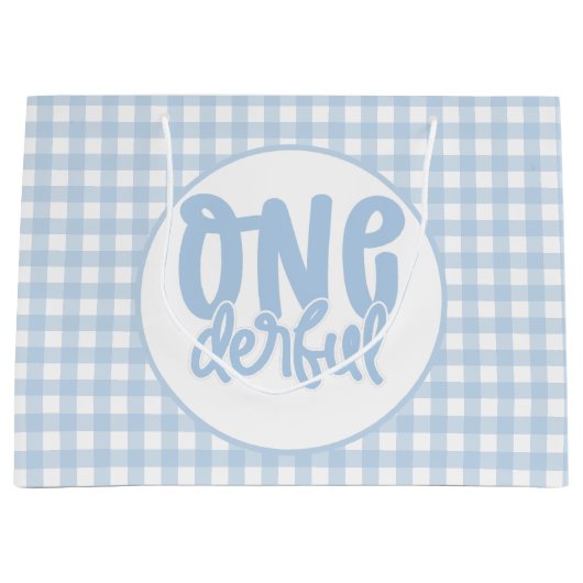 1e verjaardag Cute Pastel Blue nederful Groot Cadeauzakje (Voorkant)