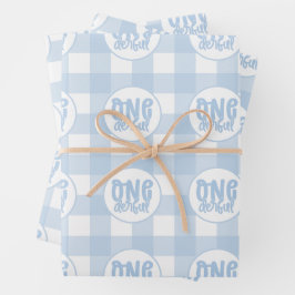 1e verjaardag Cute Pastel Blue nederful Inpakpapier Vel