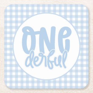 1e verjaardag Cute Pastel Blue nederful Kartonnen Onderzetters