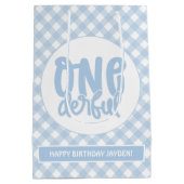 1e verjaardag Cute Pastel Blue nederful Medium Cadeauzakje (Achterkant)