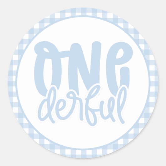 1e verjaardag Cute Pastel Blue nederful Ronde Sticker (Voorkant)