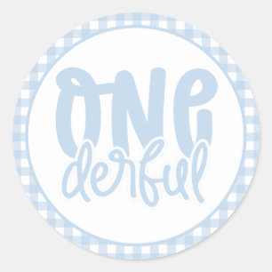 1e verjaardag Cute Pastel Blue nederful Ronde Sticker