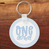 1e verjaardag Cute Pastel Blue nederful Sleutelhanger (Achterkant)