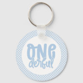 1e verjaardag Cute Pastel Blue nederful Sleutelhanger (Achterkant)