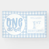 1e verjaardag Cute Pastel Blue nederful Spandoek (Horizontaal)