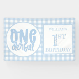 1e verjaardag Cute Pastel Blue nederful Spandoek