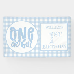 1e verjaardag Cute Pastel Blue nederful Spandoek