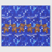 1e verjaardag dansend Teddy Bears Cadeaupapier (Vlak)