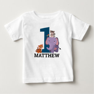 1e verjaardag Dark Blue Oerwoud Animals Boy