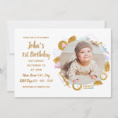 1e verjaardag - Delicate Golden Photo Lijst Kaart (Voorkant)