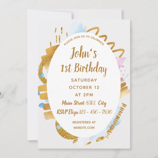 1e verjaardag - Delicate Golden - Uitnodiging tot (Voorkant)