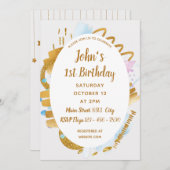 1e verjaardag - Delicate Golden - Uitnodiging tot (Voorkant / Achterkant)