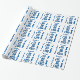 1e verjaardag die een jaar oude Douane B3AZ1 plaat Cadeaupapier