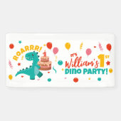 1e verjaardag Dino Party Flat Kleurrijk Spandoek (Horizontaal)