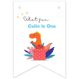 1e verjaardag Dinosaur 12 maanden foto-inktvlaggen Vlaggetjes