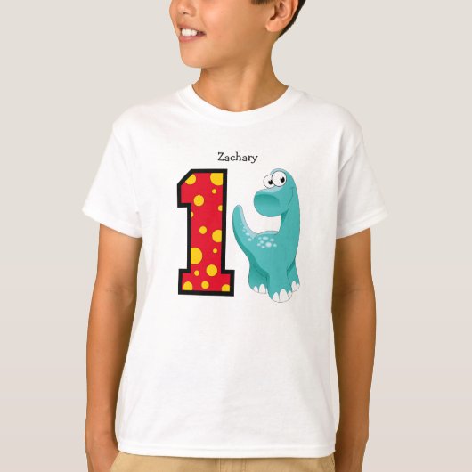 1e verjaardag Dinosaur - Aangepast T-shirt (Voorkant)