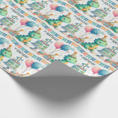 1e Verjaardag Dinosaurus Dino Boy Waterverf Cadeaupapier (Hoek)