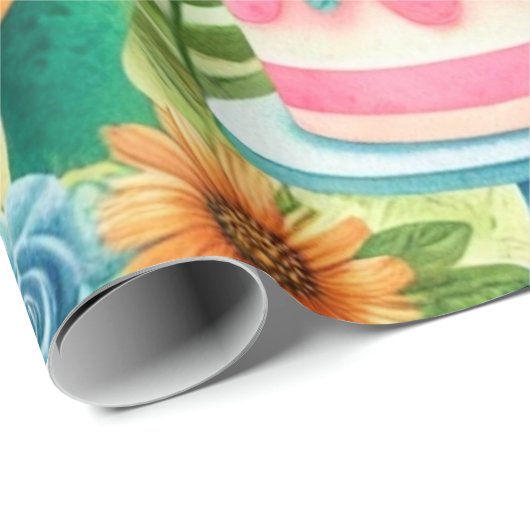 1e Verjaardag Dinosaurus Dino Boy Waterverf Cadeaupapier (Rol Hoek)