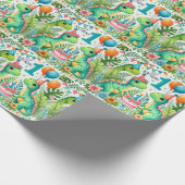 1e Verjaardag Dinosaurus Dino Boy Waterverf Cadeaupapier (Hoek)