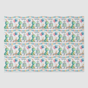 1e Verjaardag Dinosaurus Dino Boy Waterverf Tissuepapier