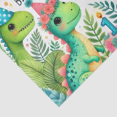 1e Verjaardag Dinosaurus Dino Boy Waterverf Tissuepapier (Detail)