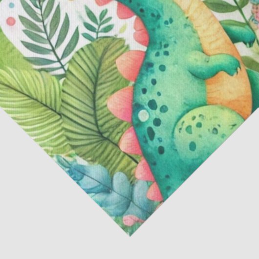 1e Verjaardag Dinosaurus Dino Boy Waterverf Tissuepapier (Detail)