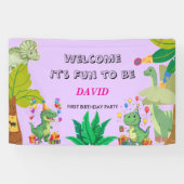1e verjaardag dinosaurus Minimaal baby jongen Spandoek (Horizontaal)