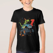 1e Verjaardag Dinosaurus Monster Truck T-shirt voo (Voorkant)