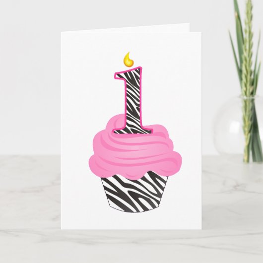 1e verjaardag Diva Cupcake Kaart (Voorkant)