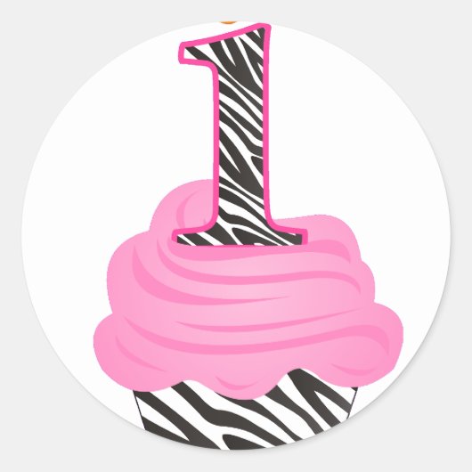 1e verjaardag Diva Cupcake Ronde Sticker (Voorkant)