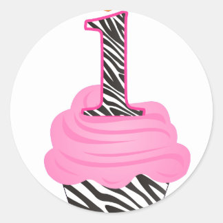 1e verjaardag Diva Cupcake Ronde Sticker