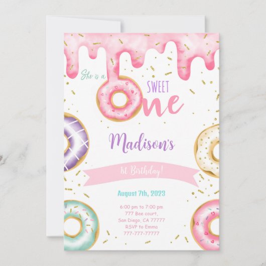 1e verjaardag Donut Kaart (Voorkant)