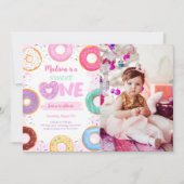 1e verjaardag Donut Party Foto Kaart (Voorkant)