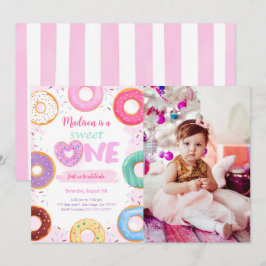 1e verjaardag Donut Party Foto Kaart