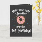 1e verjaardag Donut thema 1 jaar oud gepersonalise Kaart (Gele Bloem)