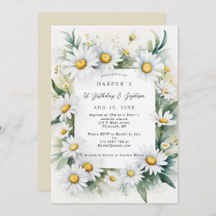 1e Verjaardag Doop Daisy bloemen Kaart