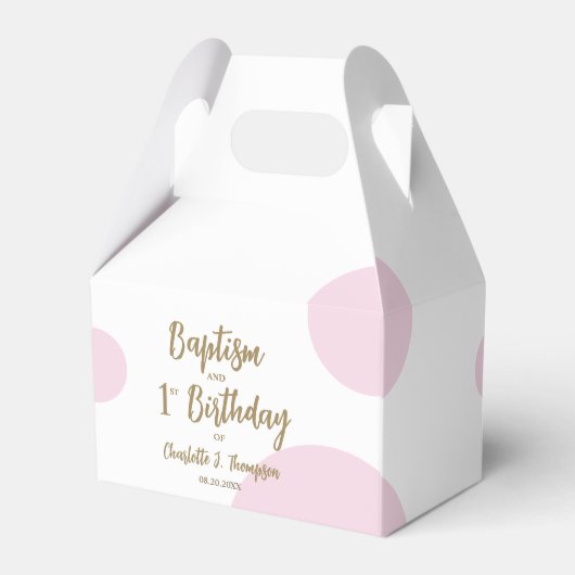 1e Verjaardag Doop Roze Baby Meisje feest Bedankdoosjes (Achterkant)