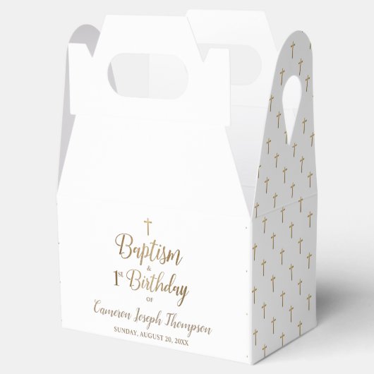 1e verjaardag doop witgouden baby bedankdoosjes (Geopend)