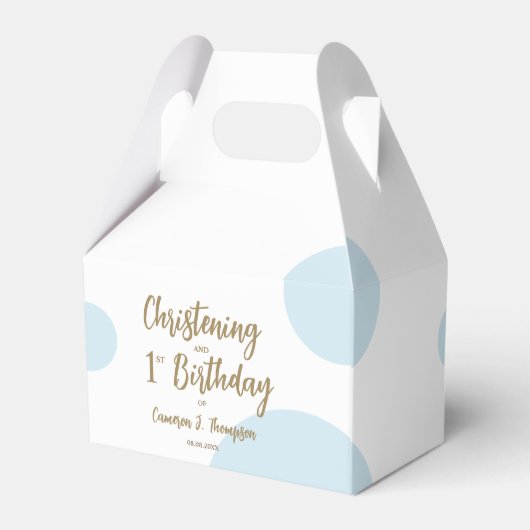 1e Verjaardag doopfeest Blauw baby jongen feest Bedankdoosjes (Achterkant)