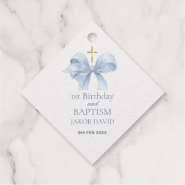 1e Verjaardag & Doopsel Jongens Blauwe Bow Dank U Bedankjes Labels