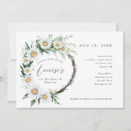 1e Verjaardag Doopsel madeliefjes krans Kaart